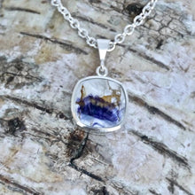 Load image into Gallery viewer, handmade silver blue john pendant by designer Andrew Thomson