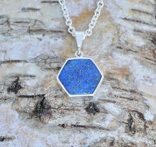 Load image into Gallery viewer, Blue John & Lapis Lazuli Pendant Hexagon Design