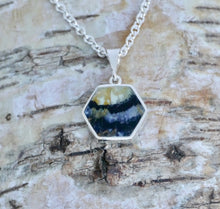 Load image into Gallery viewer, Blue John & Lapis Lazuli Pendant Hexagon Design
