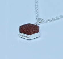 Load image into Gallery viewer, Goldstone & Whitby Jet Pendant Hexagon Design