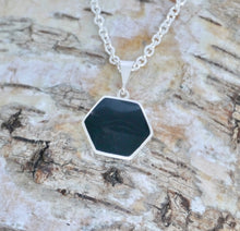 Load image into Gallery viewer, Goldstone & Whitby Jet Pendant Hexagon Design
