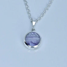 Load image into Gallery viewer, Amethyst & Whitby Jet Double-Sided Round Silver Pendant