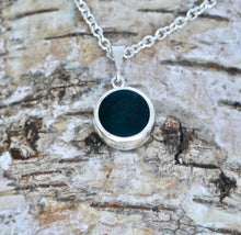 Load image into Gallery viewer, Amethyst & Whitby Jet Double-Sided Round Silver Pendant
