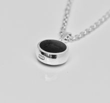 Load image into Gallery viewer, Amethyst & Whitby Jet Double-Sided Round Silver Pendant