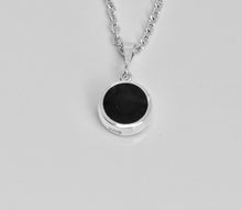 Load image into Gallery viewer, Amethyst & Whitby Jet Double-Sided Round Silver Pendant