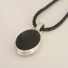 Load image into Gallery viewer, Jet and Blue John reversible pendant