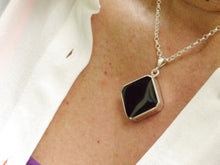 Load image into Gallery viewer, Amethyst Lace & Whitby Jet Square Double-Sided Pendant