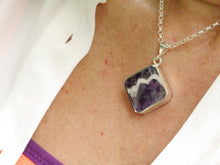 Load image into Gallery viewer, Amethyst Lace & Whitby Jet Square Double-Sided Pendant