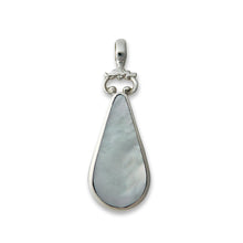 Load image into Gallery viewer, handmade mother of pearl and lapis double sided pendant