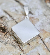 Load image into Gallery viewer, Whitby Jet Silver Pendant Diamond Square Design