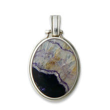 Load image into Gallery viewer, handmade blue john pendant in hallmarked sterling silver