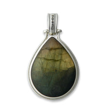 Load image into Gallery viewer, handmade labradorite pendant in hallmarked sterling silver