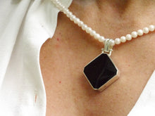 Load image into Gallery viewer, Whitby Jet & Labradorite Double-Sided Pendant Squircle