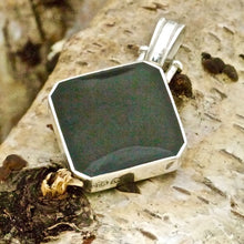 Load image into Gallery viewer, whitby jet pendant in hallmarked silver by my handmade jewellery