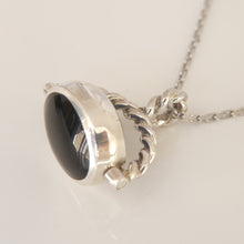 Load image into Gallery viewer, Jet & Labradorite Double Sided Swivel Pendant