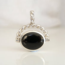 Load image into Gallery viewer, Jet & Labradorite Double Sided Swivel Pendant