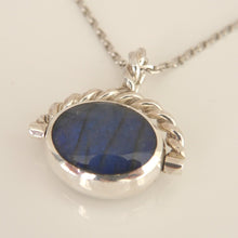 Load image into Gallery viewer, Jet & Labradorite Double Sided Swivel Pendant