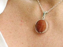 Load image into Gallery viewer, Goldstone & Sodalite "Love You" Silver Pendant