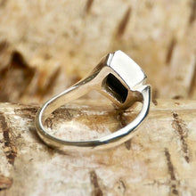 Load image into Gallery viewer, Whitby Jet Diamond Shape Silver Ring