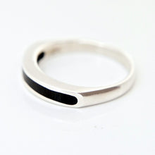 Load image into Gallery viewer, Whitby Jet inlaid Silver Ring