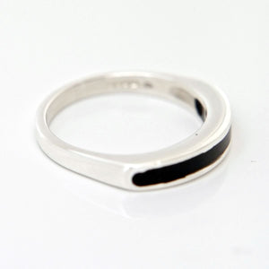 Silver ring inlaid with Whitby Jet