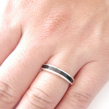 Load image into Gallery viewer, Whitby Jet inlaid Silver Ring