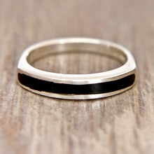 Load image into Gallery viewer, Whitby Jet inlaid Silver Ring