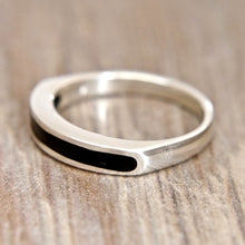 Load image into Gallery viewer, Whitby Jet inlaid Silver Ring