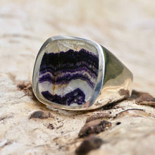 Load image into Gallery viewer, Blue John Gents Rectangle Silver Ring