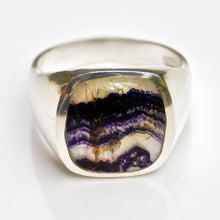 Load image into Gallery viewer, Blue John Gents Rectangle Silver Ring