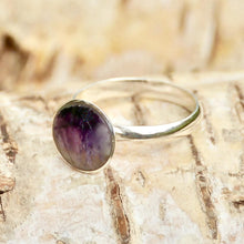 Load image into Gallery viewer, Blue John Silver Ring Round Design