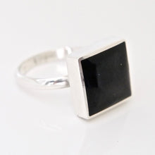 Load image into Gallery viewer, Whitby Jet Square Silver Ring