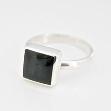 Load image into Gallery viewer, Whitby Jet Square Silver Ring