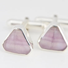 Load image into Gallery viewer, Rainbow Fluorite Triangle Cufflinks