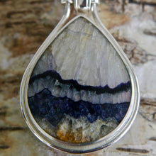 Load image into Gallery viewer, Blue John Pendant Tear Drop Shape with Malachite on the reverse side