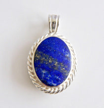 Load image into Gallery viewer, Blue John & Lapis Lazuli Double Sided Pendant