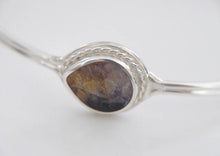 Load image into Gallery viewer, Blue John Silver Bangle Pear Design