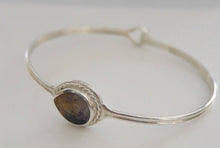 Load image into Gallery viewer, Blue John Silver Bangle Pear Design