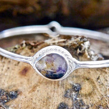Load image into Gallery viewer, Blue John Silver Bangle Pear Design