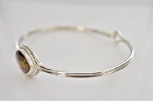 Load image into Gallery viewer, Blue John Silver Bangle Pear Design