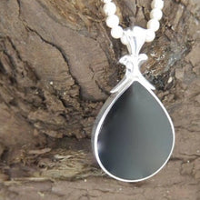 Load image into Gallery viewer, Jet Double Sided Pendant with Ammonite