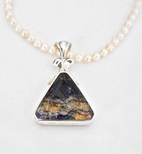 Load image into Gallery viewer, Whitby Jet & Blue John Double Sided Pendant