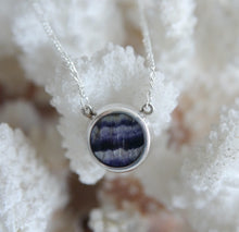 Load image into Gallery viewer, Blue John & Whitby Jet Double Sided Pendant