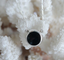Load image into Gallery viewer, Blue John & Whitby Jet Double Sided Pendant