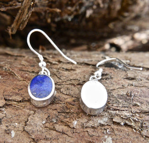 Lapis Lazuli Drop Earrings Oval Design