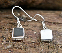 Load image into Gallery viewer, Whitby Jet Square Drop Earrings