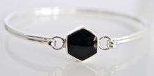 Load image into Gallery viewer, Whitby Jet Silver Tension Bangle