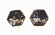 Load image into Gallery viewer, Blue John Stud Earrings Hexagon Design