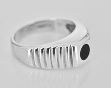 Load image into Gallery viewer, Whitby Jet Patterned Silver Ring