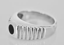Load image into Gallery viewer, Whitby Jet Patterned Silver Ring